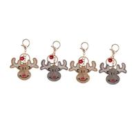 HQHYGM 4pcs Christmas Reindeer Keychain Pendant Cute Bell Shaped Keyring for Bags and Keys Festive Xmas Decoration Lovely Holiday Accessory Random