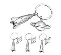 HQHYGM 4pcs Cute Rocket Men Pendant Keyring Sturdy Metal Keychain for Decor