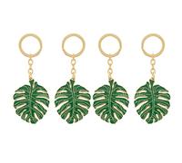 HQHYGM 4pcs Leaf Enamel Palm Tropical Metal Ring Summer Key Decoration Bag Pendant Charm Small Gift for Handbag