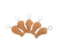 HQHYGM 5pcs Chicken Keychain Realistic Fried Chicken Pendant Fake Food Charm Keyring for Adults Boys and Girls Decorations