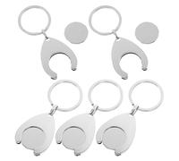 HQHYGM 5pcs Metal Shopping Trolley Tokens Keychain Set Grocery Cart Coin Keyring Supermarket Carts Portable Token Holder for Keys Backpacks