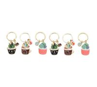 HQHYGM 6pcs Keychain Ring Potted Plant Charm Metal Key Holder Fashionable Hanging Ornament Women Bag Accessory