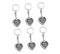 HQHYGM 6pcs Memorial Acrylic Necklace Ornament Frame Key Ring Photo Keychain Set Pendant Charm Small Box Customize Silver Rectangle Lovers