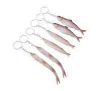 HQHYGM 6pcs Realistic Salted Fish Keychain Metal Pendant Bag Charm Fishing Lover Outdoor Festival Party Accessory