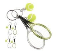 HQHYGM 6pcs Tennis Keychain with Racket Pendant PVC Abs Flocking Material Sports Keyrings for Backpacks Purses Car Hanging Ornaments and Silver Accessories