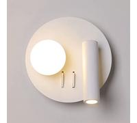 HQHYGM 6W Single Head Wall Spotlight with White Finish Wrought Iron Decorative Reading Light °Adjustable Sconces Lamps Creative for Bedroom Bedside