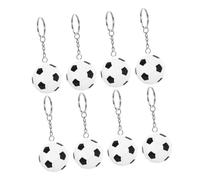 HQHYGM 8pcs Soccer Keychains Black White Sports Style Portable Lightweight Metal and Abs for Boys Backpack Bag Pendant Car Ornament Party Favor