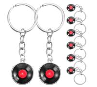 HQHYGM 8pcs Vintage Retro Vinyl Record Keychain Metal Keyrings Scratch-Resistant Bag Pendant for Women Men Music Lovers Collectors Accessories