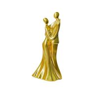 HQHYGM Abstract Figurine Resin Sculpture Art Crafts Romantic Ornament Dancing Couple Statue Wedding Accents for Dresser Shelf, Gold 8.5x6.7x18cm