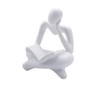 HQHYGM Abstract Thinker Statue Decoration for Tabletop Living Room Shelf Office Bookshelf, White