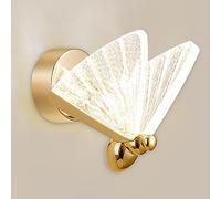 HQHYGM Acrylic Gold Butterfly for Bedroom Bedside 3 Color Mode Creative Decor Lamp Indoor Living Room Aisle Stair Wall Light Fixtures