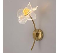 HQHYGM Acrylic Light Creative Flower 6W Lamp 39cm Indoor Gold Base Wall Fixtures for Bedroom Bedside Living Room Office Hallway 3 Color Mode