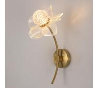 HQHYGM Acrylic Light Creative Flower 6W Lamp 39cm Indoor Gold Base Wall Fixtures for Bedroom Bedside Living Room Office Hallway 3 Color Mode