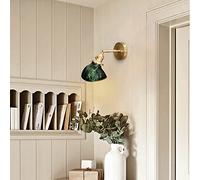 HQHYGM Adjustable Rotating Iron Wall Light Green Glass Wall Sconces Creative Rotating Bathroom Mirror Front Light Indoor Wall Mount Lamp Light Fixture/Trichromatic Light