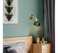 HQHYGM Adjustable Rotating Iron Wall Light Green Glass Wall Sconces Creative Rotating Bathroom Mirror Front Light Indoor Wall Mount Lamp Light Fixture/White Light