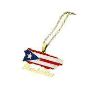 HQHYGM American Flag Necklace For Men and Women, USA Puerto Rico Map Flag Pendant American Flag Cross Necklace For Men Patriotic Jewelry For Women For Birthday Valentine