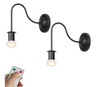 HQHYGM Barn Light Wall Indoor Battery Operated Night Light Rechargeable Wall Lights Set of 2 Black Gooseneck Vintage Industrial Wireless Wall Lamp for Bedroom Bedside Headboard Living Ro