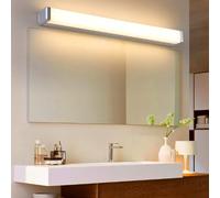 HQHYGM Bathroom Mirror Front Wall Lamp Interior Waterproof Wall Light Silver Long Acrylic Aluminium Wall Magnetic Wall Lamp Bathroom Bedroom Bedside Cabinet Vanity (55cm Warm Light)