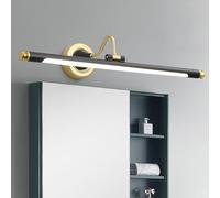 HQHYGM Bathroom Mirror Wall 180° Rotatable Iron/Acrylic Wall Light with Waterproof Wall Black + Gold Minimalist Long Decorative for Living Room Bedroom (46cm Neutral Light)