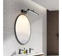 HQHYGM Bathroom Mirror Wall Light 240°+180° Rotatable Wall Lamp with Waterproof Wall Iron Acrylic Minimalist Long Decorative for Living Room Bedroom Kitchen (40cm Black White Light)