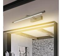 HQHYGM Bathroom Mirror Wall Light 240°+180° Rotatable Wall Lamp with Waterproof Wall Iron Acrylic Minimalist Long Decorative for Living Room Bedroom Kitchen (80cm Black Warm Light)