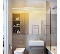 HQHYGM Bathroom Mirror Wall Light 240°+180° Rotatable Wall Lamp with Waterproof Wall Iron Acrylic Minimalist Long Decorative for Living Room Bedroom Kitchen (80cm White Warm Light)