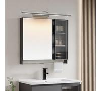 HQHYGM Bathroom Mirror Wall Light 240°+180° Rotatable Wall Lamp with Waterproof Wall Iron Acrylic Minimalist Long Decorative for Living Room Bedroom Kitchen (60cm Silver Neutral Light)