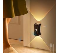 HQHYGM Battery Operated Wall Light Indoor Dimmable Wall Lamp with Motion Sensor Wall Auto/ON/Off Wall USB Rechargeable for Bedroom Living Room Bathroom (Dark Wood 1 Pack)