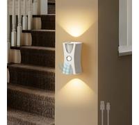 HQHYGM Battery Operated Wall Light Indoor Dimmable Wall Lamp with Motion Sensor Wall Auto/ON/Off Wall USB Rechargeable for Bedroom Living Room Bathroom (Silver 1 Pack)