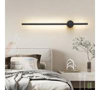 HQHYGM Battery Operated Wall Light Indoor Dimmable Wireless Wall Lamp USB Rechargeable Wall with Remote Control Wall ° Rotation for Living Room Bedroom Hallway (Black 60cm)