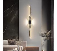 HQHYGM Battery Operated Wall Light Indoor USB Rechargeable Wall Lamp Long Curved Wall Creatively Decorative Wall Iron for Bedroom Living Room Corridor (Black-Warm Light 100cm)
