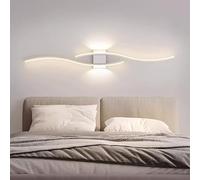 HQHYGM Battery Operated Wall Light Indoor USB Rechargeable Wall Lamp Long Curved Wall Creatively Decorative Wall Iron for Bedroom Living Room Corridor (White-Neutral Light 100cm)