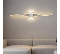HQHYGM Battery Operated Wall Light Indoor USB Rechargeable Wall Lamp Long Curved Wall Creatively Decorative Wall Iron for Bedroom Living Room Corridor (White-Warm Light 100cm)