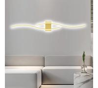 HQHYGM Battery Operated Wall Light Indoor USB Rechargeable Wall Lamp Long Curved Wall Creatively Decorative Wall Iron for Bedroom Living Room Corridor (Gold-White Light 100cm)