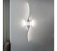 HQHYGM Battery Operated Wall Light Indoor USB Rechargeable Wall Lamp Long Curved Wall Creatively Decorative Wall Iron for Bedroom Living Room Corridor (White-White Light 60cm)