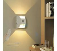 HQHYGM Battery Operated Wall Light Indoor with Motion Sensor Wall Lamp with Remote Control Dimming Wall USB Rechargeable Wall for Living Room Bedroom Hallways (White)