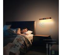 HQHYGM Battery Operated Wall Light Wood Indoors Wall Lamp with Motion Sensor Wall with Remote Control Wall Touch Control for Bedroom Living Room Hallway (Dark Wood 1 Pack)