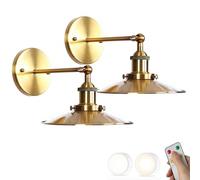 HQHYGM Battery Operated Wall Sconced Antique Set of 2 Remote Control Rechargeable Wall Light Adjustable Arm Industrial Wireless Wall Lamp for Bedroom Living Room Farmhouse Bedside/B