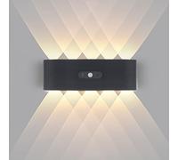 HQHYGM Battery Powered Wall Light with Motion Sensor Wall Lamp Up and Down Indoor Wall USB Rechargeable Wall Black for Bedroom Hallway Stairway (Warm Light 10W)