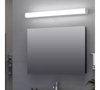 HQHYGM Bedroom Wall Lamp Long Mirror Waterproof Wall Sconces Black Silver Minimalist Rectangular Wall Aluminum Indoor for Living Room Office Vanity (70cm Silver White Light)