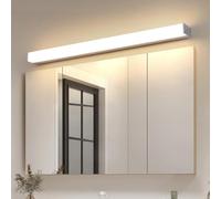 HQHYGM Bedroom Wall Lamp Long Mirror Waterproof Wall Sconces Black Silver Minimalist Rectangular Wall Aluminum Indoor for Living Room Office Vanity (70cm Silver Warm Light)