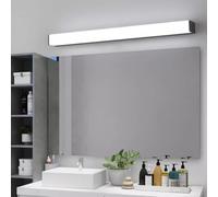 HQHYGM Bedroom Wall Lamp Long Mirror Waterproof Wall Sconces Black Silver Minimalist Rectangular Wall Aluminum Indoor for Living Room Office Vanity (70cm Black White Light)