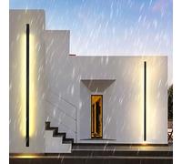 HQHYGM Black Aluminium Long Wall Outdoor Minimalism Wall Lamp IP65 Waterproof Wall Lights Rectangle Wall Villa Hallway Garden Garage (80cm A Warm Light)