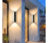 HQHYGM Black Outdoor Wall Lights IP65 Waterproof Garden Wall Lamps Aluminum Long Strip Rectangular Wall Sconces Decorative for Front Garage Pathway Indoor (22cm Warm Light)