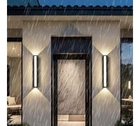 HQHYGM Black Outdoor Wall Lights IP65 Waterproof Garden Wall Lamps Aluminum Long Strip Rectangular Wall Sconces Decorative for Front Garage Pathway Indoor (15cm Neutral Light)