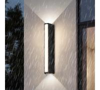 HQHYGM Black Outdoor Wall Lights IP65 Waterproof Garden Wall Lamps Aluminum Long Strip Rectangular Wall Sconces Decorative for Front Garage Pathway Indoor (37cm White Light)