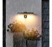 HQHYGM Black Outside Wall Lamp with Motion Sensor Wall IP65 Waterproof Wall ° Rotatable Aluminium Minimalist Rectangular for Garden Terrace Corridor (20cm Warm Light)
