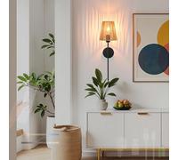 HQHYGM Boho Wall Light Indoor Battery Operated Wall Lamp with Remote Control Dimming Wall Rechargeable Wall Rattan for Bedroom Living Room Hallway (Black 1 Pack)