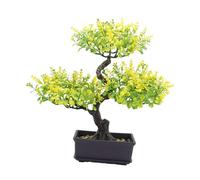 HQHYGM Bonsai Tree Ornament Faux Realistic Fake Potted Artificial Plant for Office Tabletop Home Kitchen Decoration, Yellow