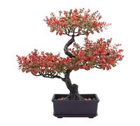 HQHYGM Bonsai Tree Ornament Faux Realistic Fake Potted Artificial Plant for Office Tabletop Home Kitchen Decoration, Red